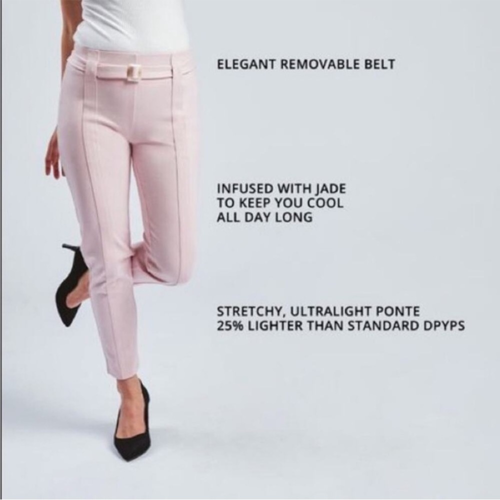 Betabrand Blush Pink High-Rise Tailored Ankle Yoga Dress Pants with Belt Size M - Picture 3 of 10